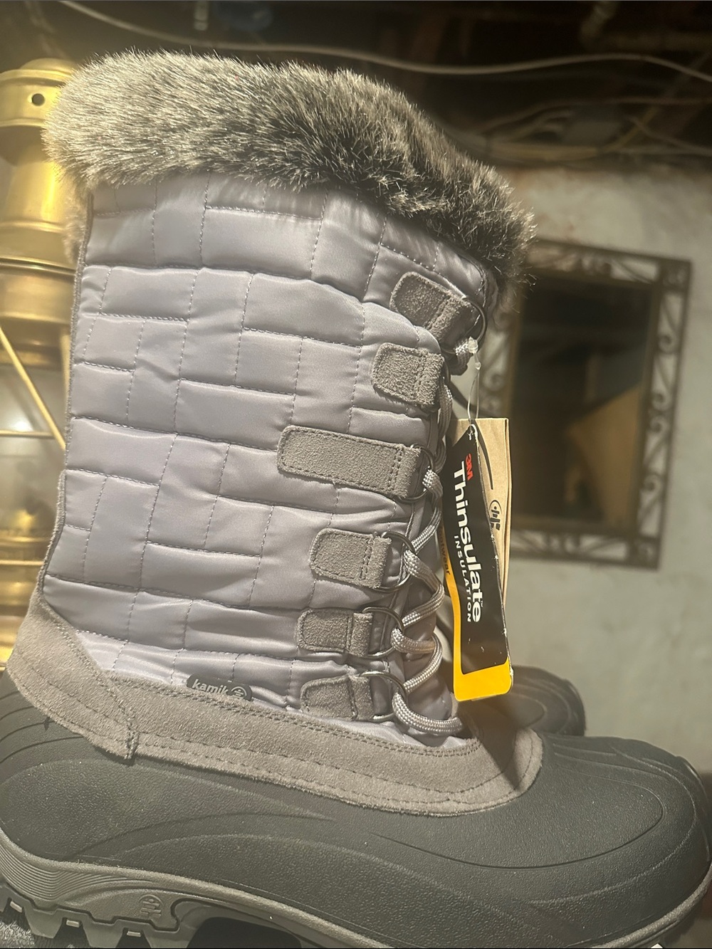 Kamik Gray Women's Insulated Winter Boots with Faux Fur Collar